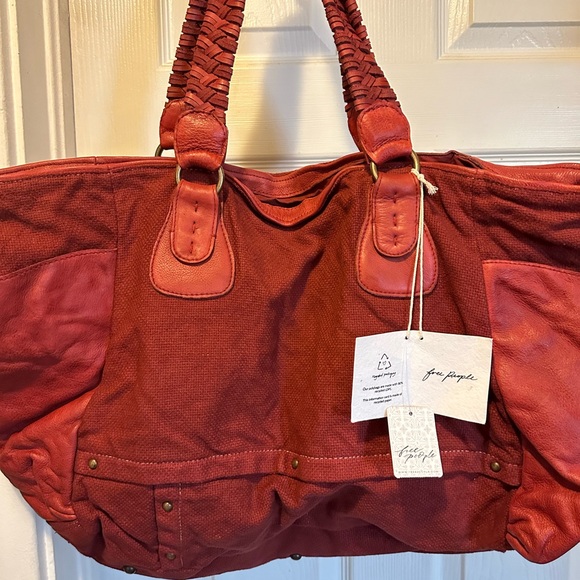 Free People Waverly Tote Weekender Canvas Leather Bag - Picture 5 of 13